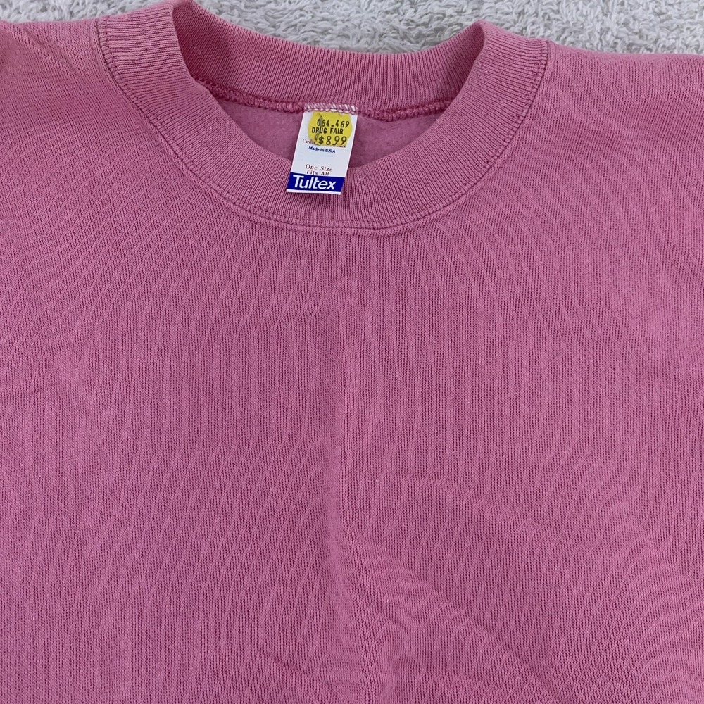 Vintage Tultex Sweatshirt Mens Medium Blank Pink Crewneck Pullover Made USA‎ 90s